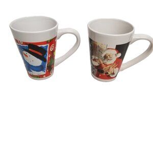 Royal Norfolk Christmas Mugs Set of 2 Snowman Santa Holiday Ceramic